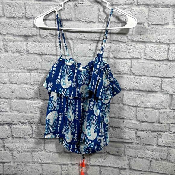 Lilly Pulitzer‎ Tank Top Womens Small New Mays Tassel Blue Jellyfish - Picture 4 of 6